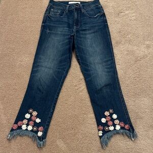Ella Moss Navy Cropped Jeans with Floral Accents